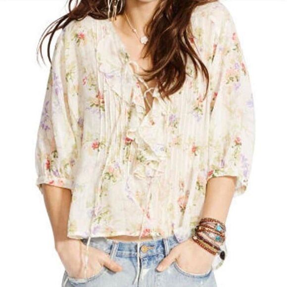 Denim & Supply Ralph Lauren Floral Ruffled Poet Top Size Small - Picture 1 of 4
